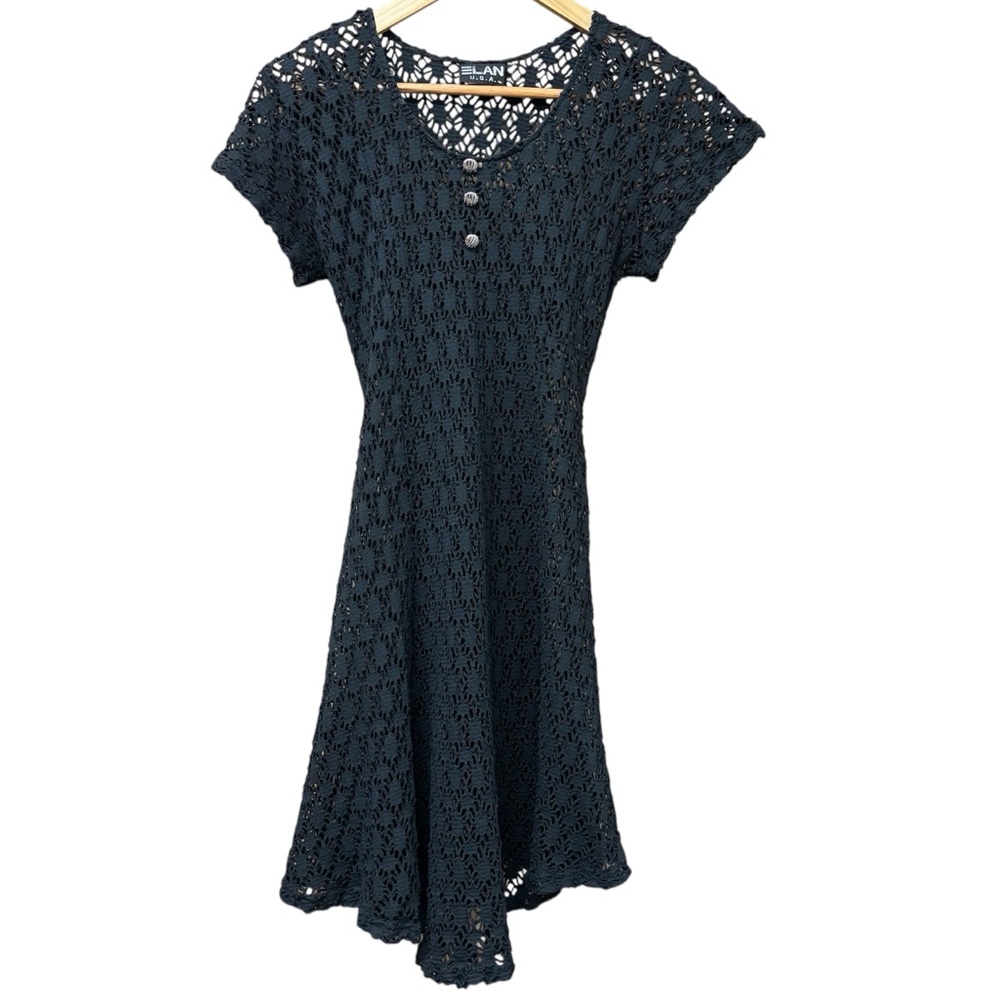 90s fit and flare crochet overlay dress, Elan size small-medium